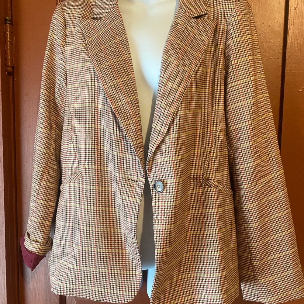 Skies Are Blue Multicolor Checkered Blazer